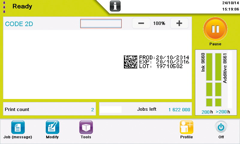 Interfaz 2D de codificador Markem-Imaje 9450
